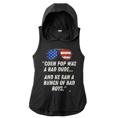 Corn Pop Was A Bad Dude Funny Joe Biden Parody Ladies PosiCharge Tri-Blend Wicking Draft Hoodie Tank