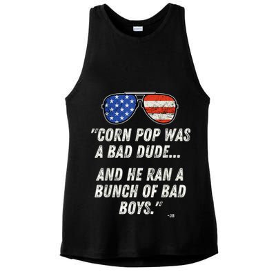 Corn Pop Was A Bad Dude Funny Joe Biden Parody Ladies PosiCharge Tri-Blend Wicking Tank