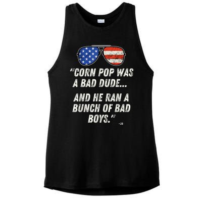 Corn Pop Was A Bad Dude Funny Joe Biden Parody Ladies PosiCharge Tri-Blend Wicking Tank