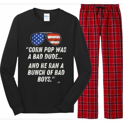 Corn Pop Was A Bad Dude Funny Joe Biden Parody Long Sleeve Pajama Set