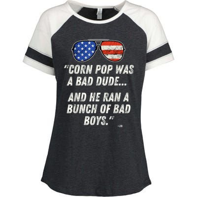 Corn Pop Was A Bad Dude Funny Joe Biden Parody Enza Ladies Jersey Colorblock Tee