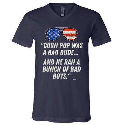 Corn Pop Was A Bad Dude Funny Joe Biden Parody V-Neck T-Shirt