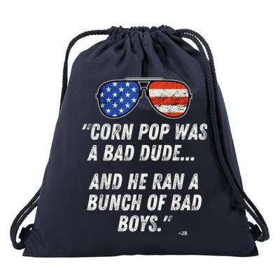 Corn Pop Was A Bad Dude Funny Joe Biden Parody Drawstring Bag