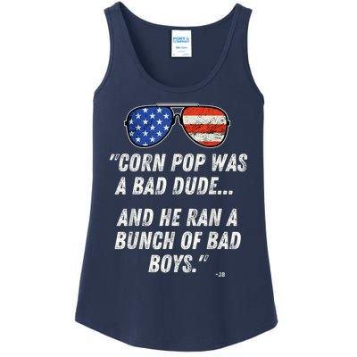 Corn Pop Was A Bad Dude Funny Joe Biden Parody Ladies Essential Tank