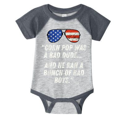 Corn Pop Was A Bad Dude Funny Joe Biden Parody Infant Baby Jersey Bodysuit