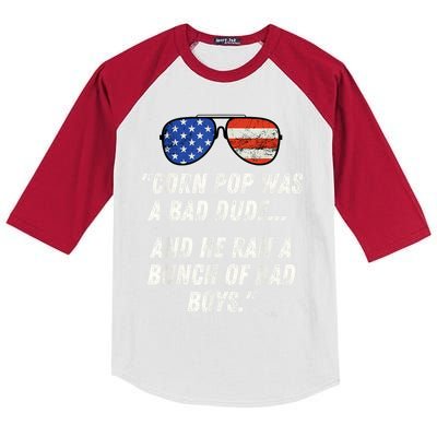 Corn Pop Was A Bad Dude Funny Joe Biden Parody Kids Colorblock Raglan Jersey