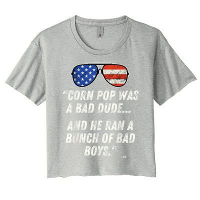 Corn Pop Was A Bad Dude Funny Joe Biden Parody Women's Crop Top Tee