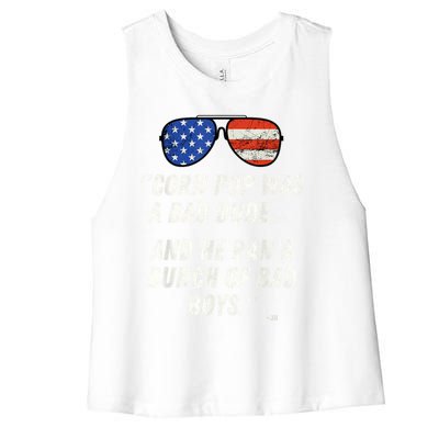 Corn Pop Was A Bad Dude Funny Joe Biden Parody Women's Racerback Cropped Tank