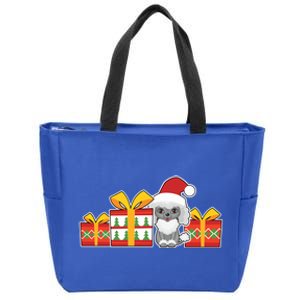 Cute Poodle With Santa Hat Cute Christmas Poodle Meaningful Gift Zip Tote Bag