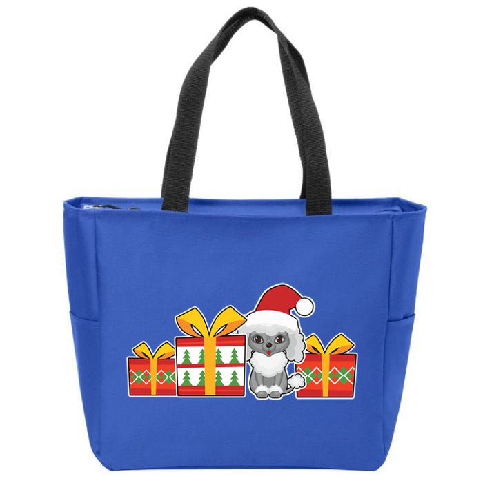 Cute Poodle With Santa Hat Cute Christmas Poodle Meaningful Gift Zip Tote Bag