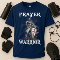 Christian Prayer Warrior Jesus Cross Religious Messages Cooling Performance Crew T-Shirt