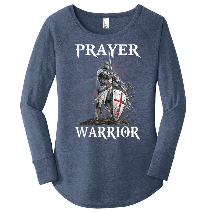 Christian Prayer Warrior Jesus Cross Religious Messages Women's Perfect Tri Tunic Long Sleeve Shirt