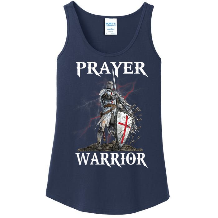 Christian Prayer Warrior Jesus Cross Religious Messages Ladies Essential Tank