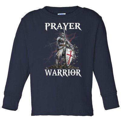 Christian Prayer Warrior Jesus Cross Religious Messages Toddler Long Sleeve Shirt