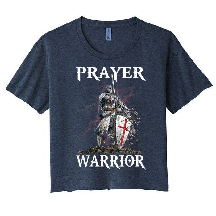 Christian Prayer Warrior Jesus Cross Religious Messages Women's Crop Top Tee