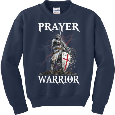 Christian Prayer Warrior Jesus Cross Religious Messages Kids Sweatshirt