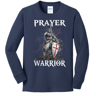 Christian Prayer Warrior Jesus Cross Religious Messages Kids Long Sleeve Shirt