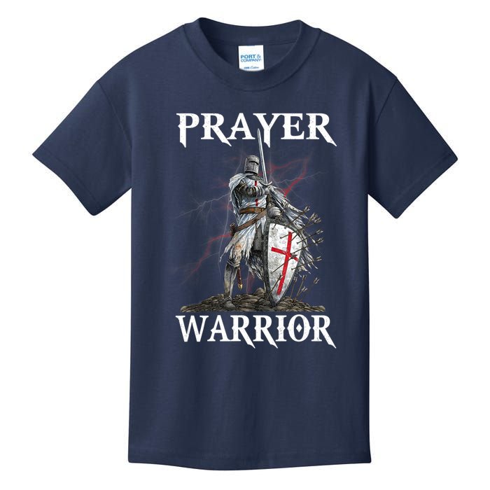 Christian Prayer Warrior Jesus Cross Religious Messages Kids T-Shirt