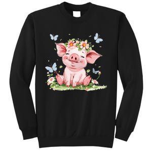 Cute Pig With Flowers I Pig Sweatshirt