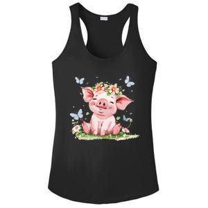 Cute Pig With Flowers I Pig Ladies PosiCharge Competitor Racerback Tank