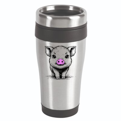 Cute Pig With Nose Drawing 16oz Travel Tumbler
