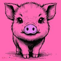 Cute Pig With Nose Drawing Stripe Pom Pom Beanie