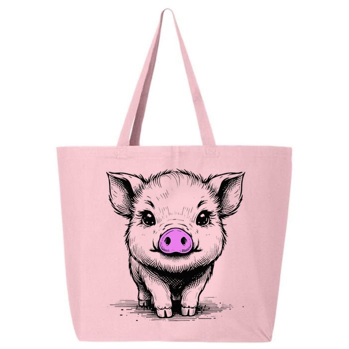 Cute Pig With Nose Drawing 25L Jumbo Tote