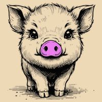 Cute Pig With Nose Drawing Bag