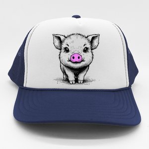 Cute Pig With Nose Drawing Trucker Hat