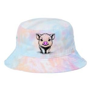 Cute Pig With Nose Drawing Tie Dye Newport Bucket Hat