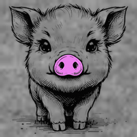 Cute Pig With Nose Drawing 7-Panel Snapback Hat