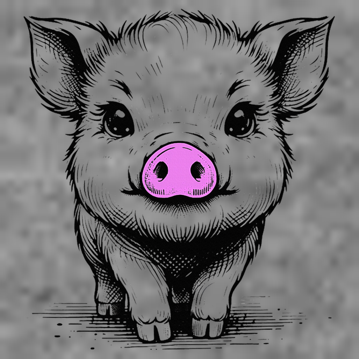 Cute Pig With Nose Drawing 7-Panel Snapback Hat