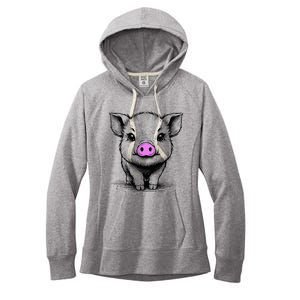 Cute Pig With Nose Drawing Women's Fleece Hoodie