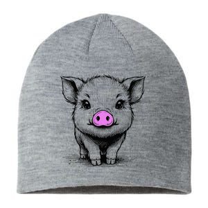 Cute Pig With Nose Drawing Sustainable Beanie