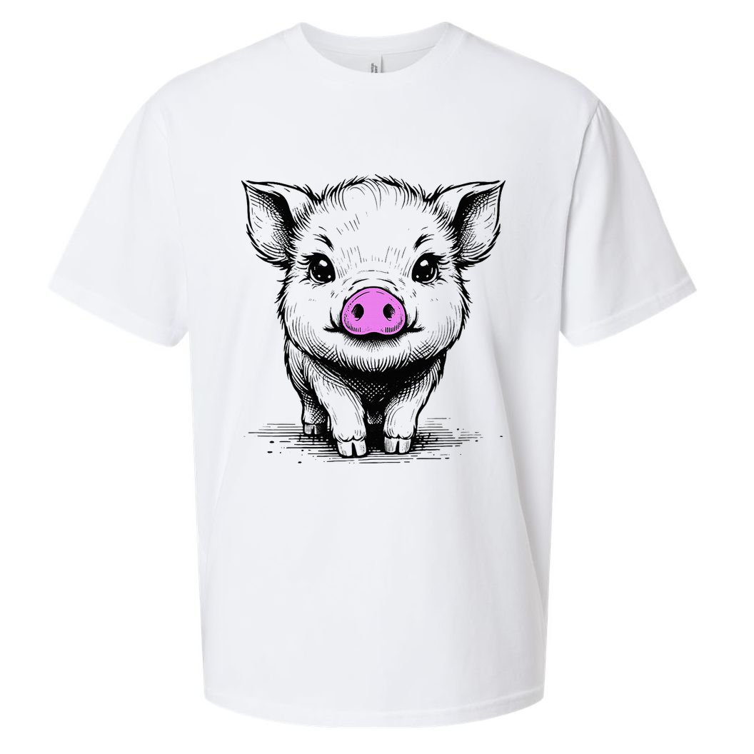 Cute Pig With Nose Drawing Sueded Cloud Jersey T-Shirt