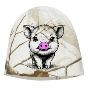 Cute Pig With Nose Drawing Kati - Camo Knit Beanie