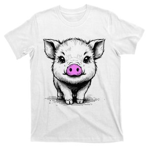 Cute Pig With Nose Drawing T-Shirt