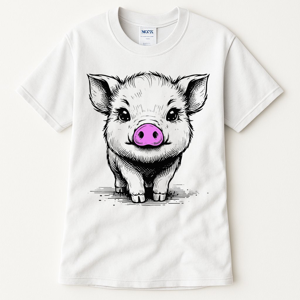 Cute Pig With Nose Drawing Tall T-Shirt