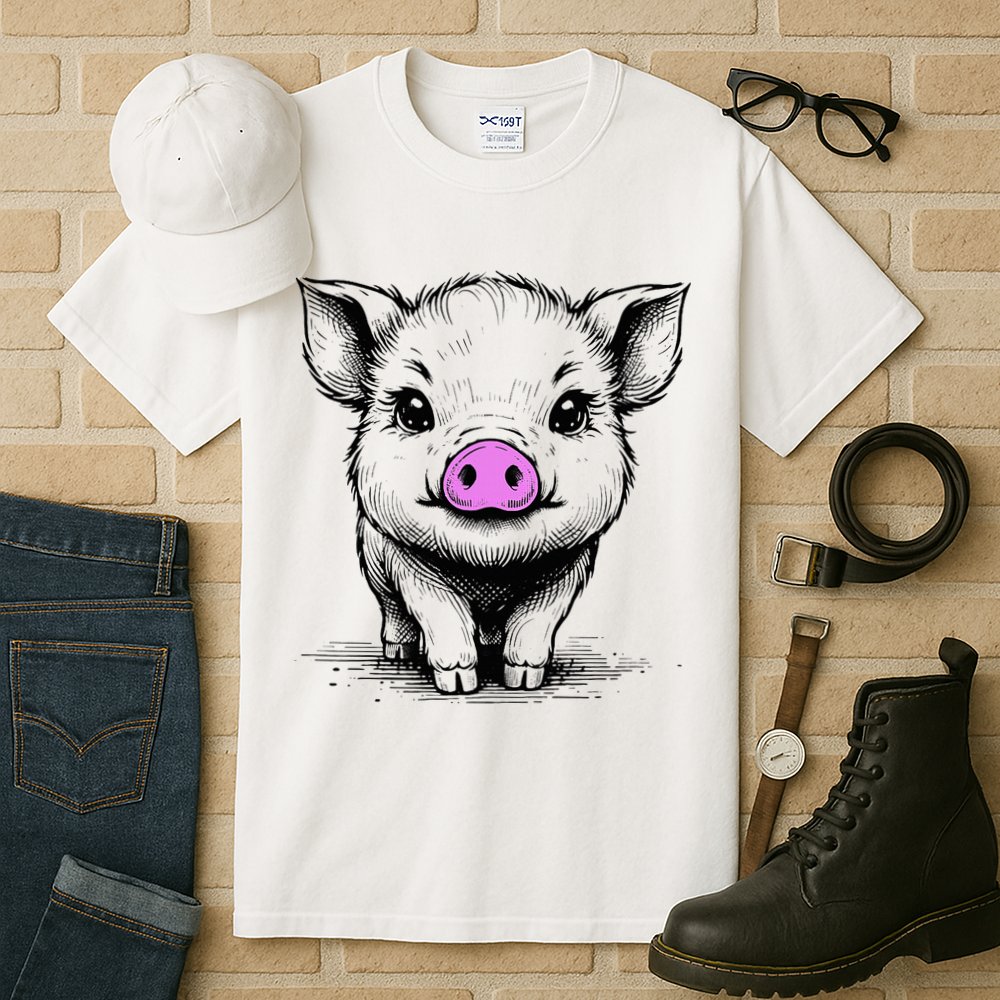 Cute Pig With Nose Drawing Tall T-Shirt