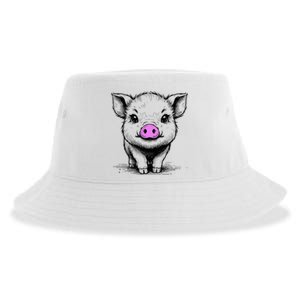 Cute Pig With Nose Drawing Sustainable Bucket Hat