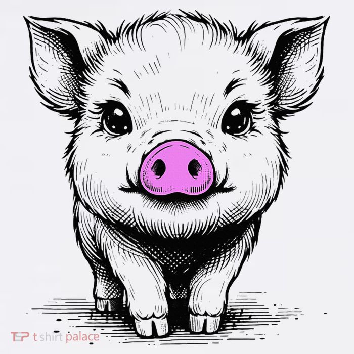 Cute Pig With Nose Drawing 11oz C Handle Ceramic Mug