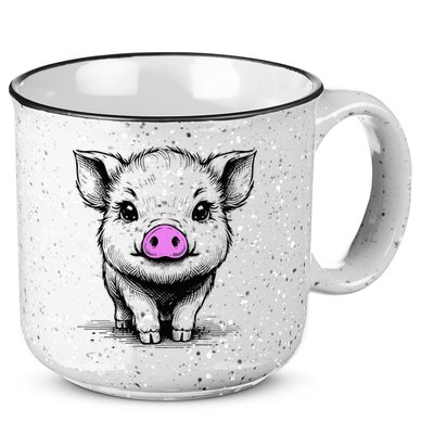 Cute Pig With Nose Drawing 15oz Campfire Ceramic Mug