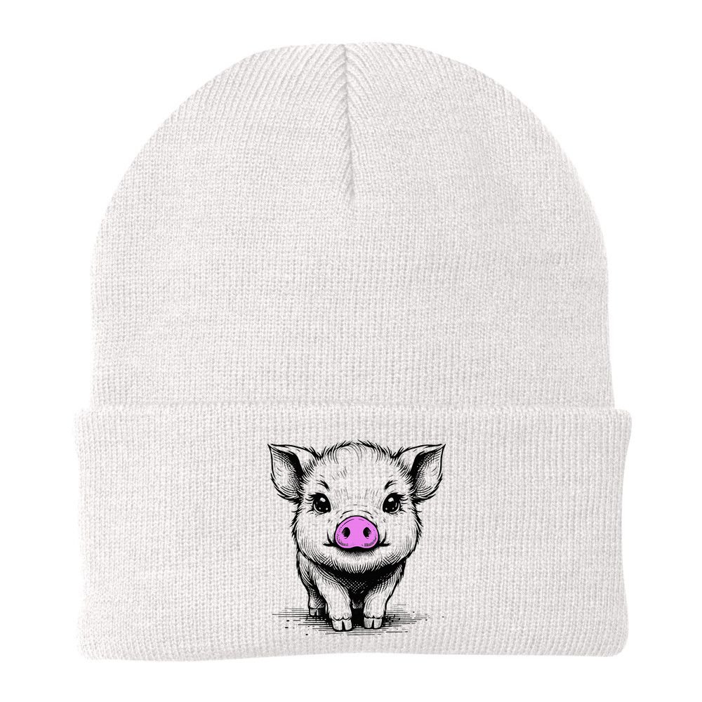 Cute Pig With Nose Drawing Beanie