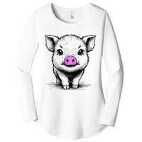 Cute Pig With Nose Drawing Women's Perfect Tri Tunic Long Sleeve Shirt