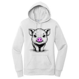 Cute Pig With Nose Drawing Women's Pullover Hoodie