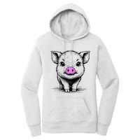 Cute Pig With Nose Drawing Women's Pullover Hoodie