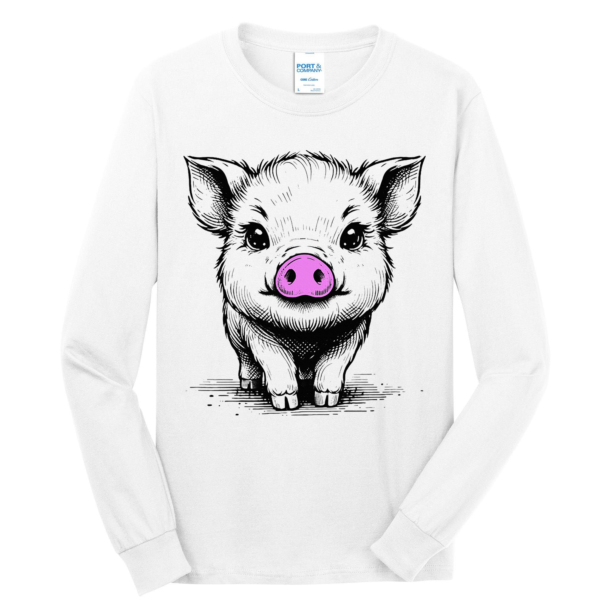 Cute Pig With Nose Drawing Tall Long Sleeve T-Shirt