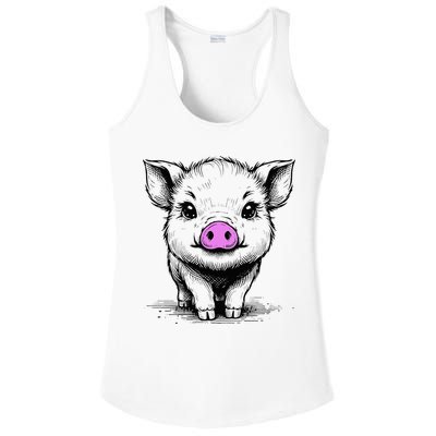 Cute Pig With Nose Drawing Ladies PosiCharge Competitor Racerback Tank