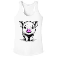 Cute Pig With Nose Drawing Ladies PosiCharge Competitor Racerback Tank