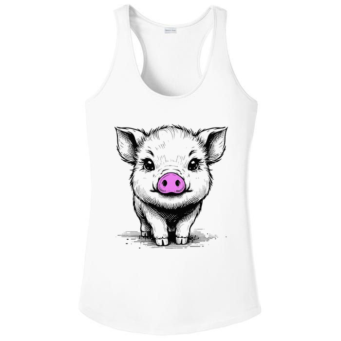 Cute Pig With Nose Drawing Ladies PosiCharge Competitor Racerback Tank